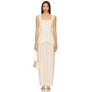 Posse Lucille Trouser Beige Pinstripe Linen Pants